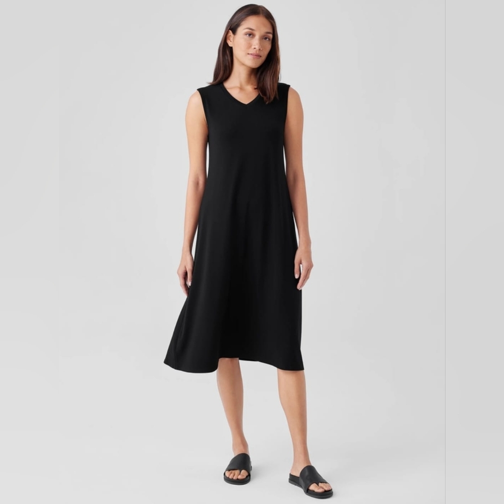 Stretch Jersey Knit V-Neck Tank Dress